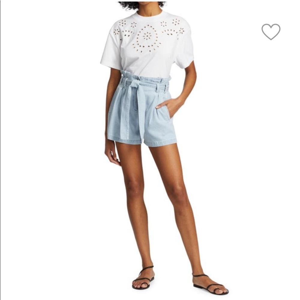 Rails Light Vintage Wash - High-Rise Paperbag Denim Shorts Size M - Picture 3 of 12